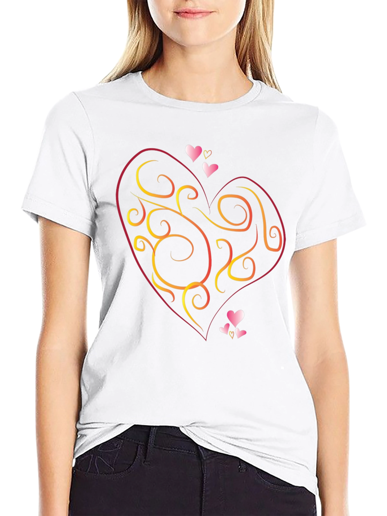 Heart Swirl Graphic Black T-Shirt