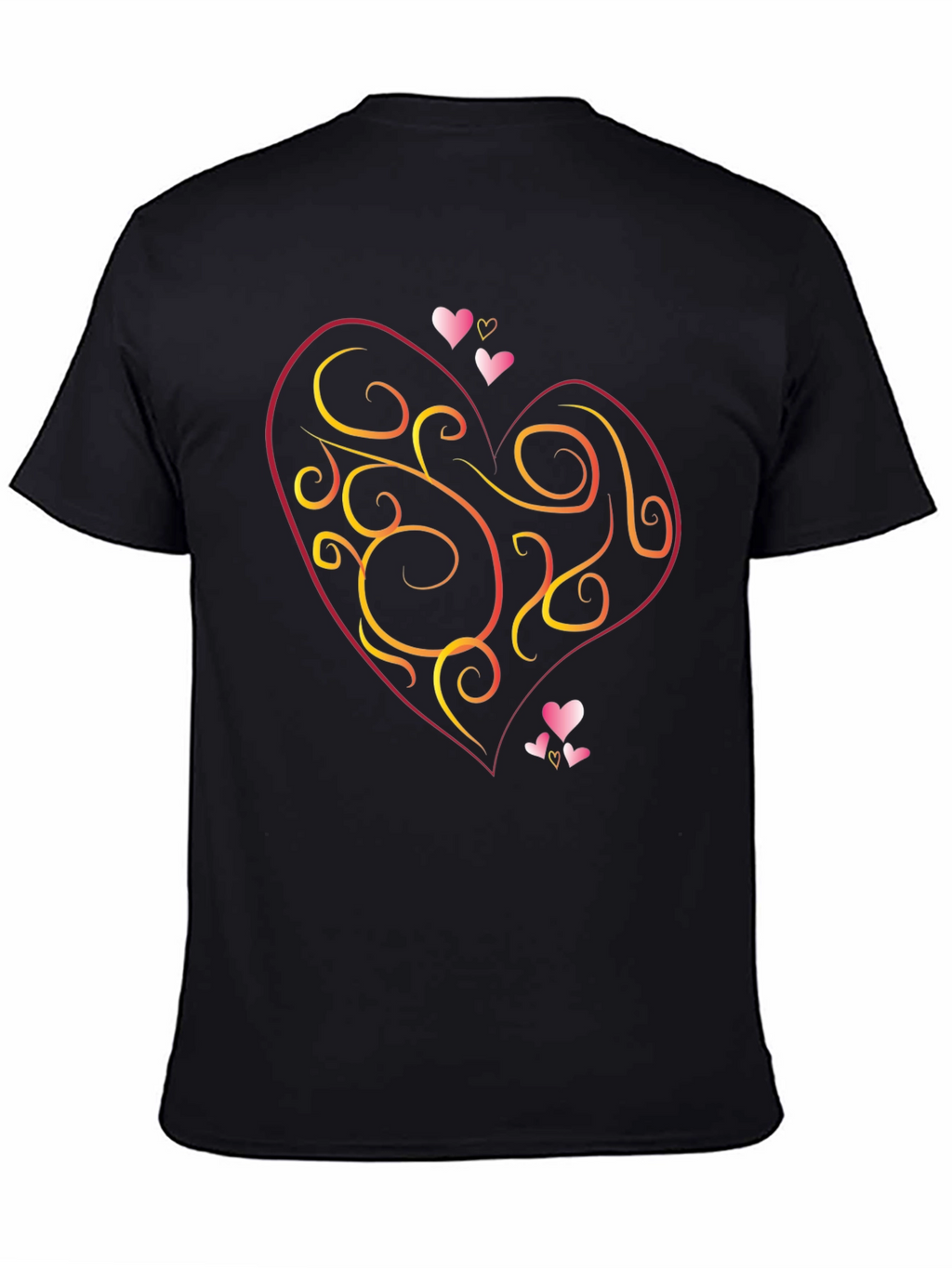 Heart Swirl Graphic Black T-Shirt