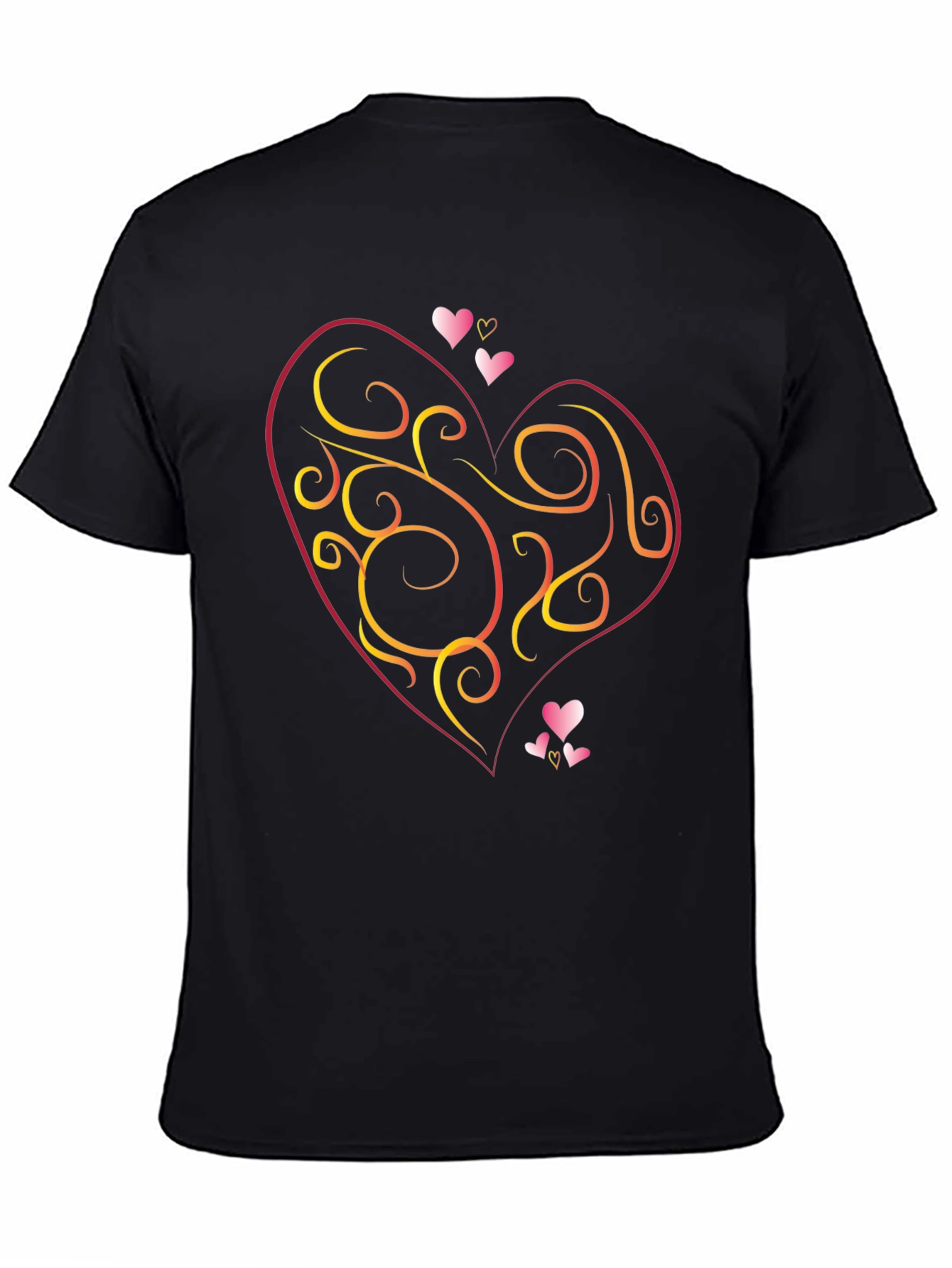 Heart Swirl Graphic Black T-Shirt