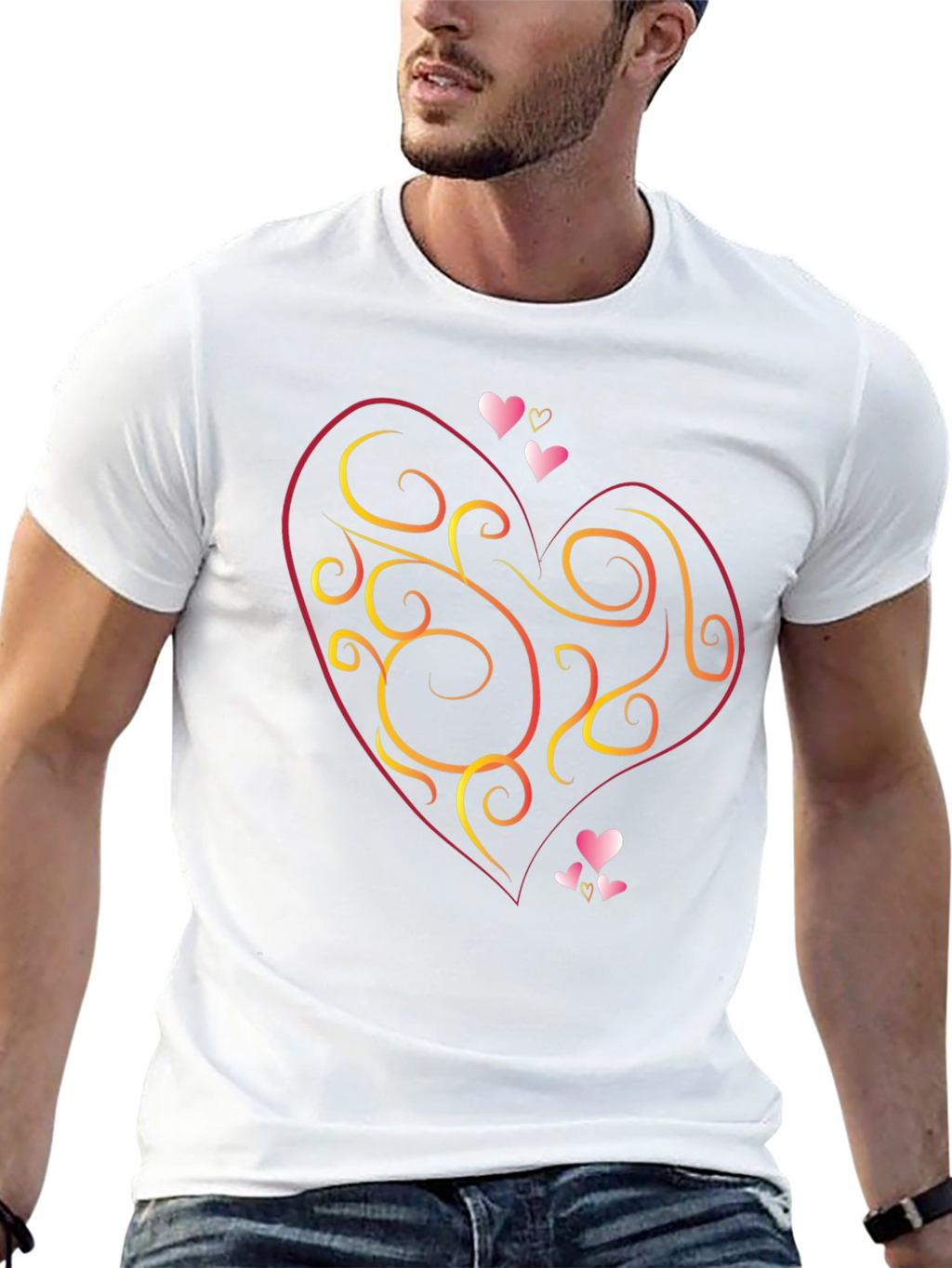 Heart Swirl Graphic Black T-Shirt