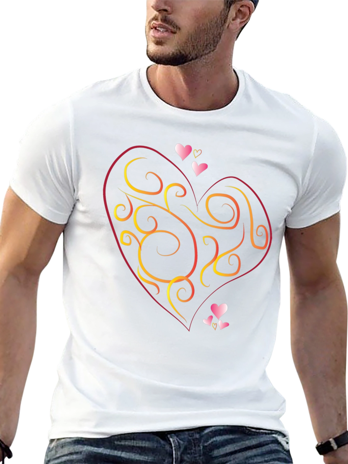 Heart Swirl Graphic Black T-Shirt