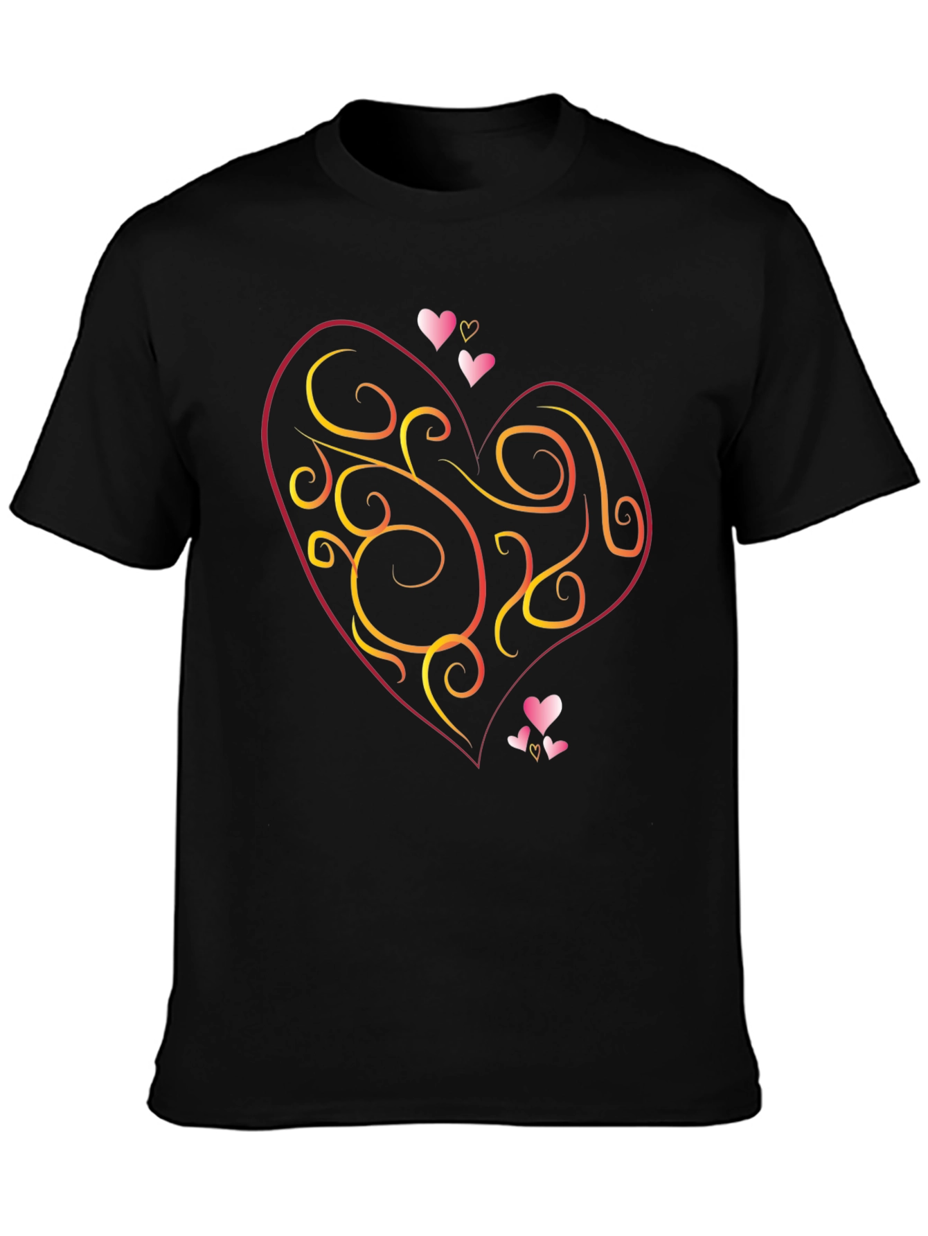 Heart Swirl Graphic Black T-Shirt