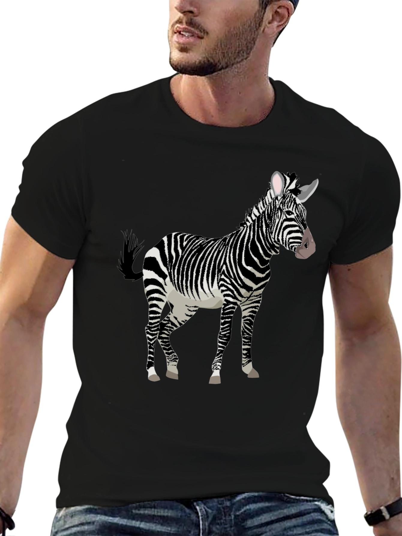 Zebra Graphic Print Black T-Shirt