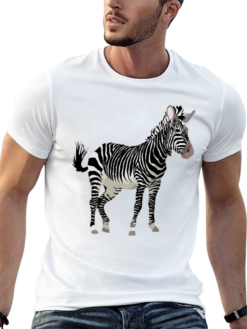 Zebra Graphic Print Black T-Shirt