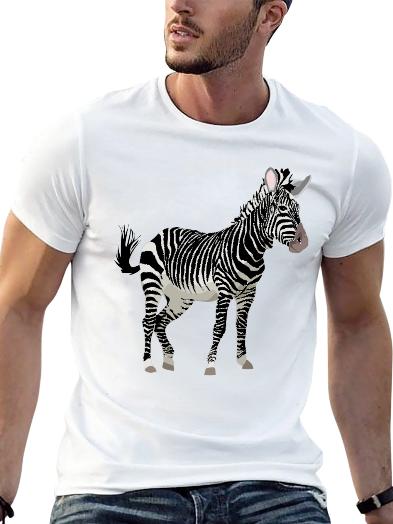 Zebra Graphic Print Black T-Shirt