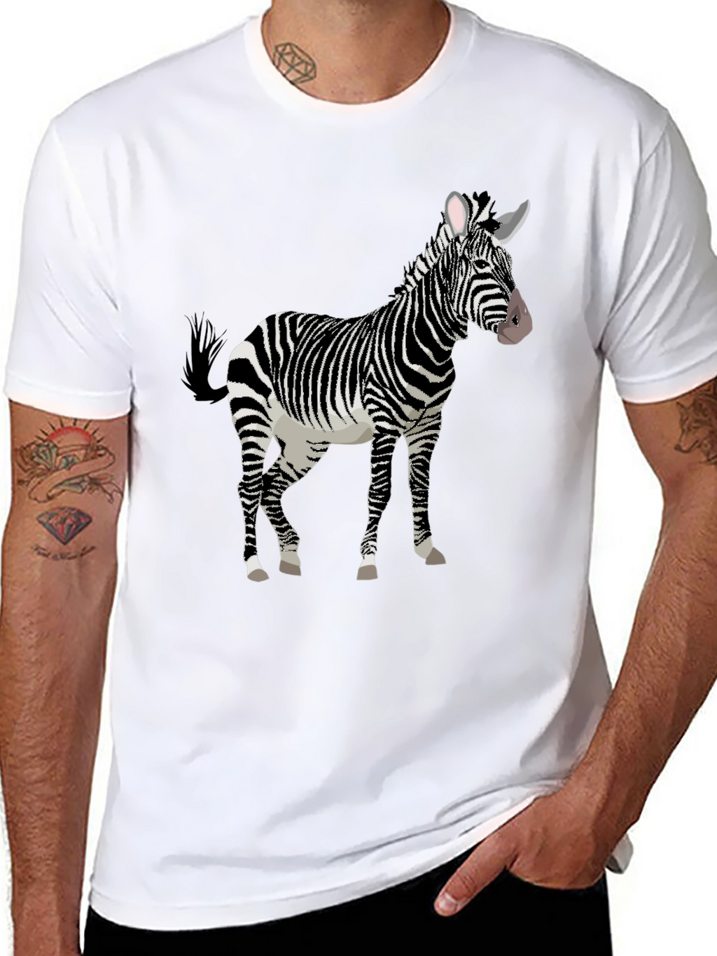 Zebra Graphic Print Black T-Shirt