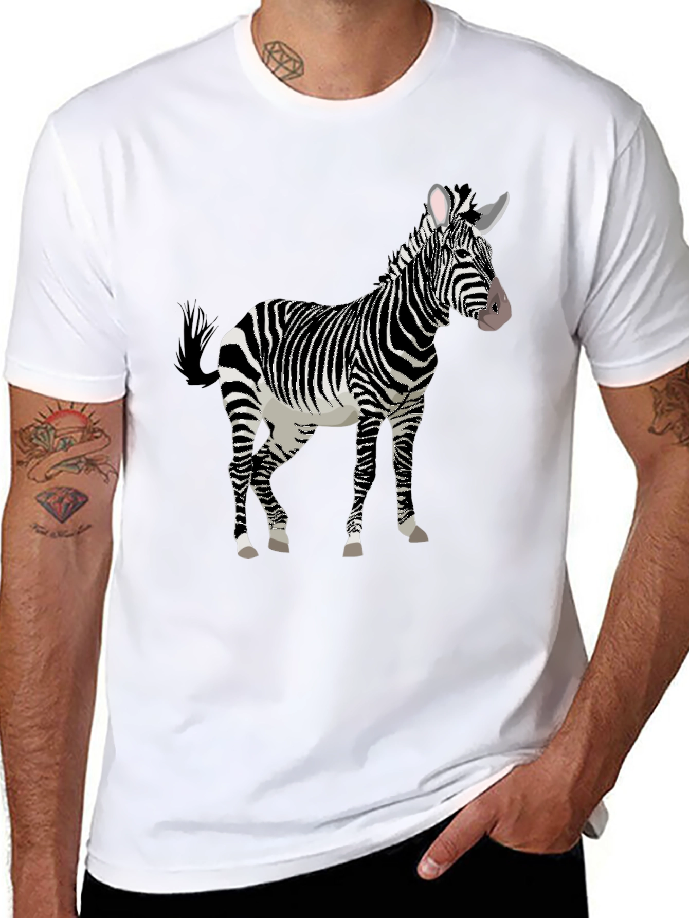 Zebra Graphic Print Black T-Shirt