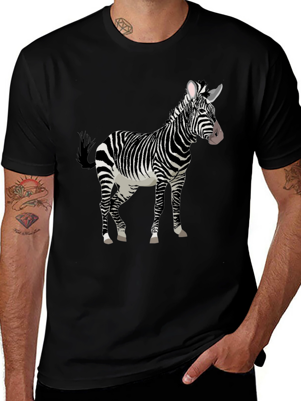 Zebra Graphic Print Black T-Shirt