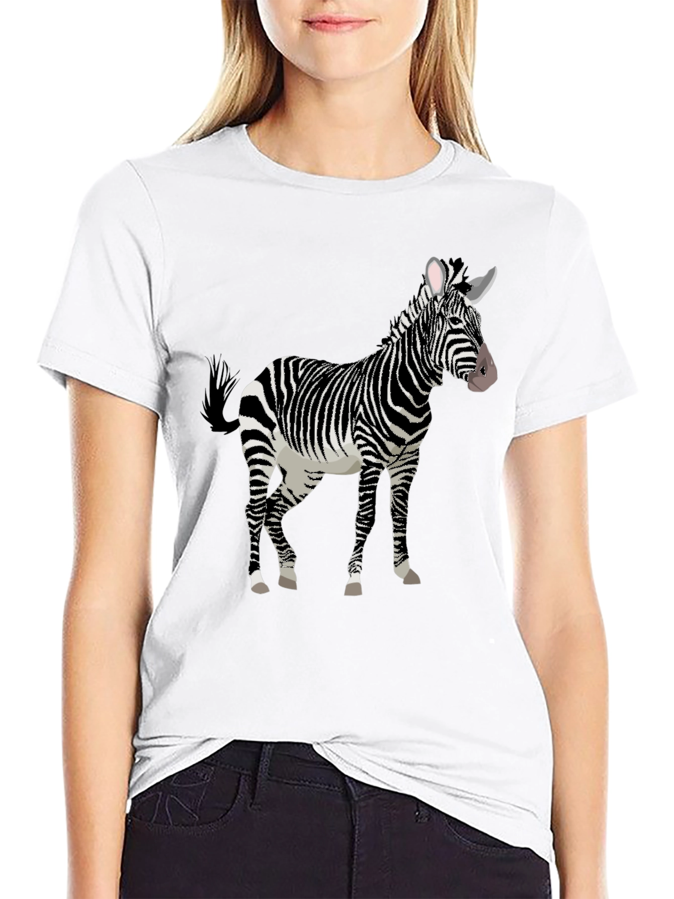 Zebra Graphic Print Black T-Shirt