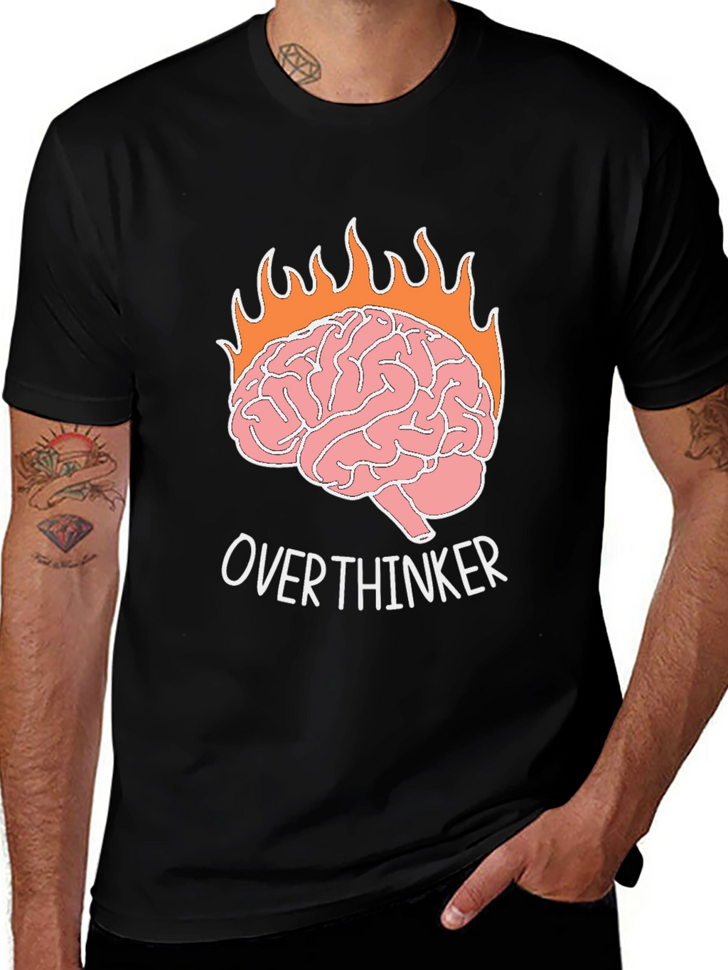 Overthinker Brain on Fire Graphic T-Shirt