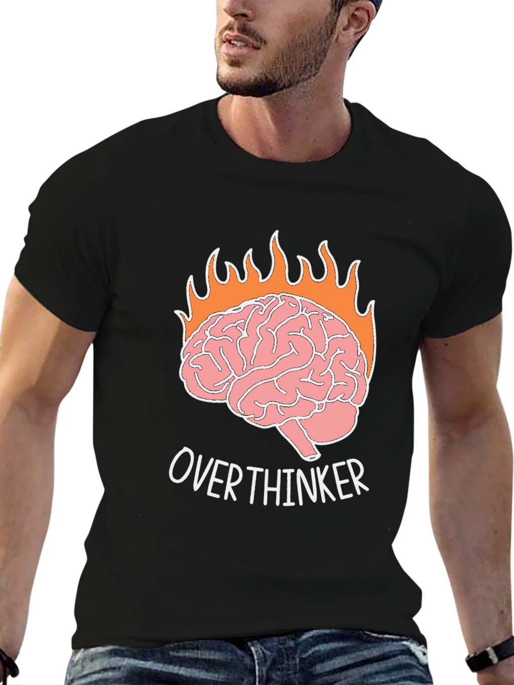 Overthinker Brain on Fire Graphic T-Shirt
