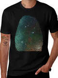 Unique Fingerprint Galaxy Graphic Tee - Black