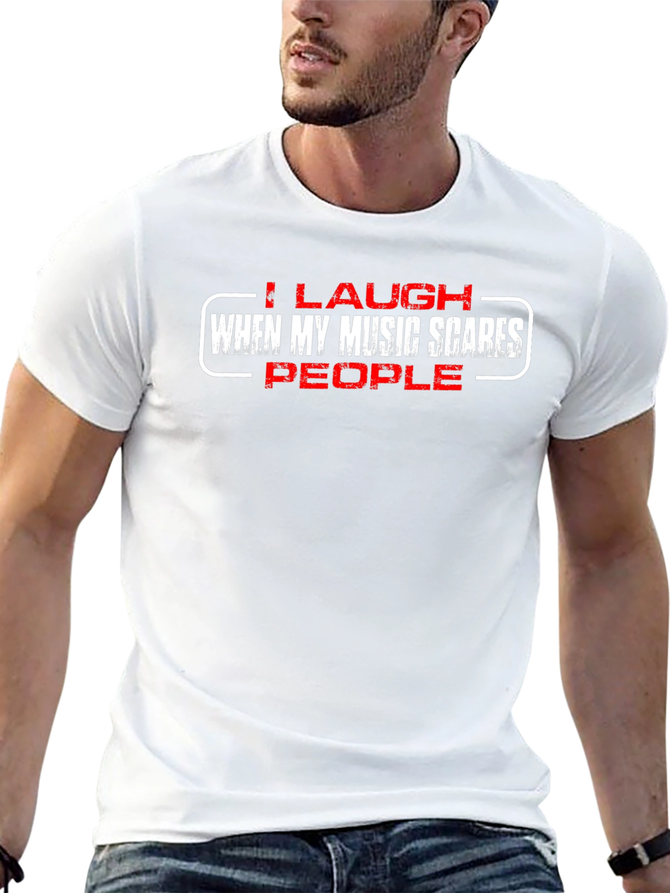 Laugh When Music Scares People Black Graphic Tee