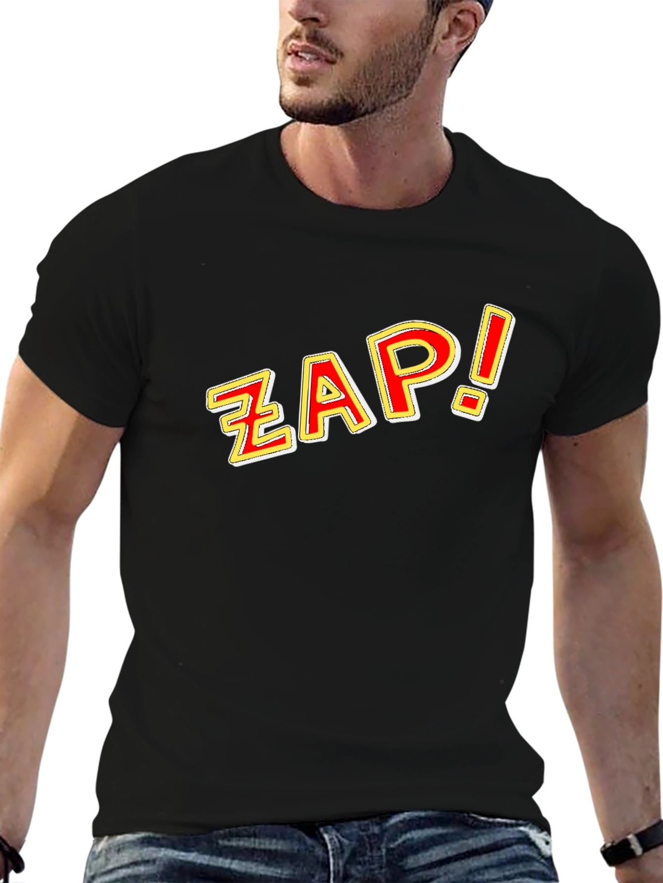 ZAP! Black Graphic Tee - Comic Style Pop Art