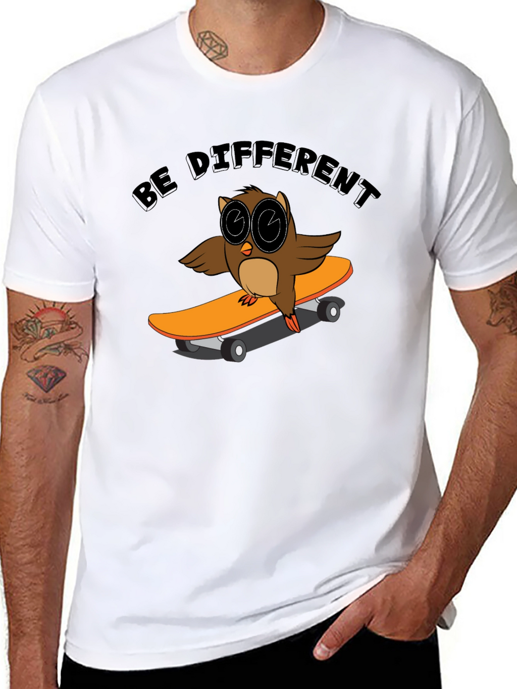 Be Different Owl Skateboarder T-Shirt
