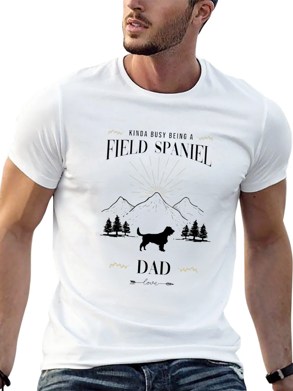 Field Spaniel Dad Black T-Shirt