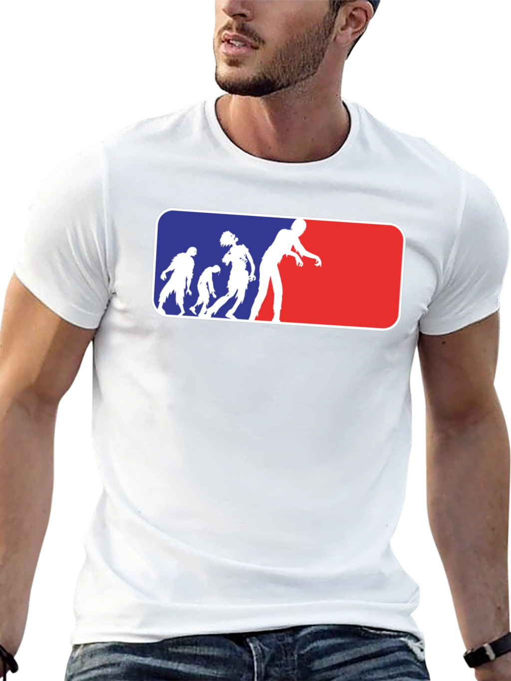 Zombie Evolution T-Shirt - Blue and Red Design
