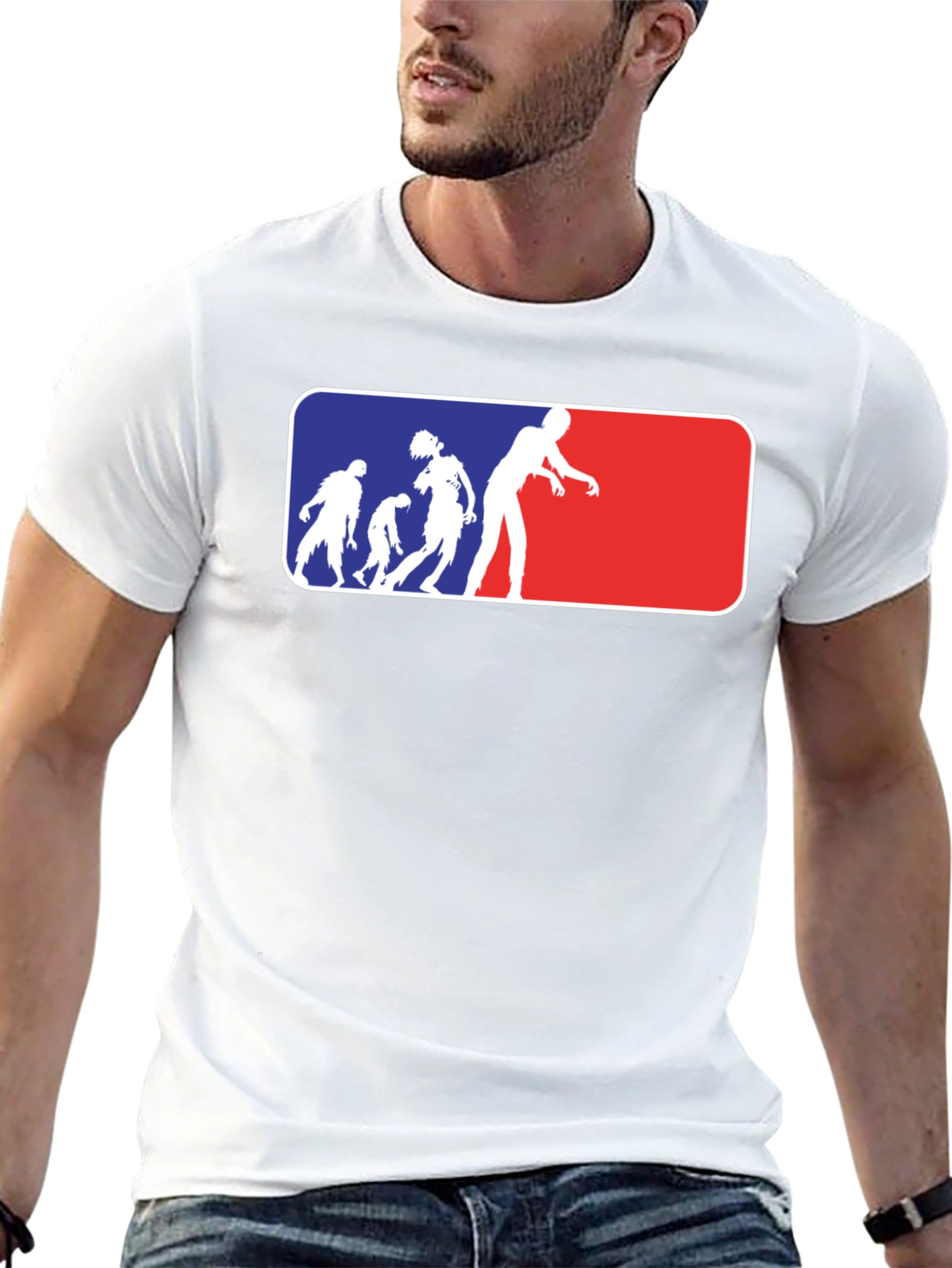 Zombie Evolution T-Shirt - Blue and Red Design