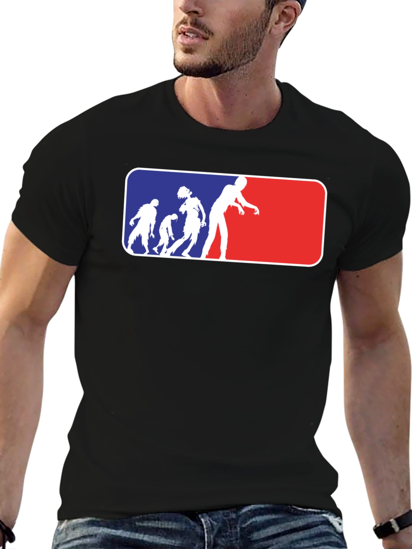 Zombie Evolution T-Shirt - Blue and Red Design