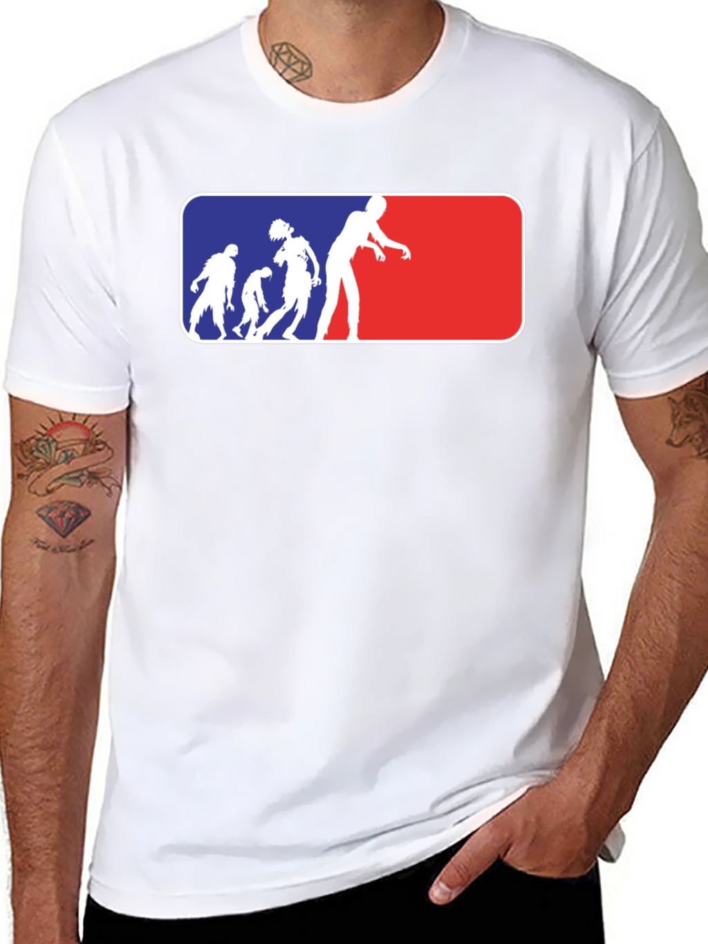 Zombie Evolution T-Shirt - Blue and Red Design