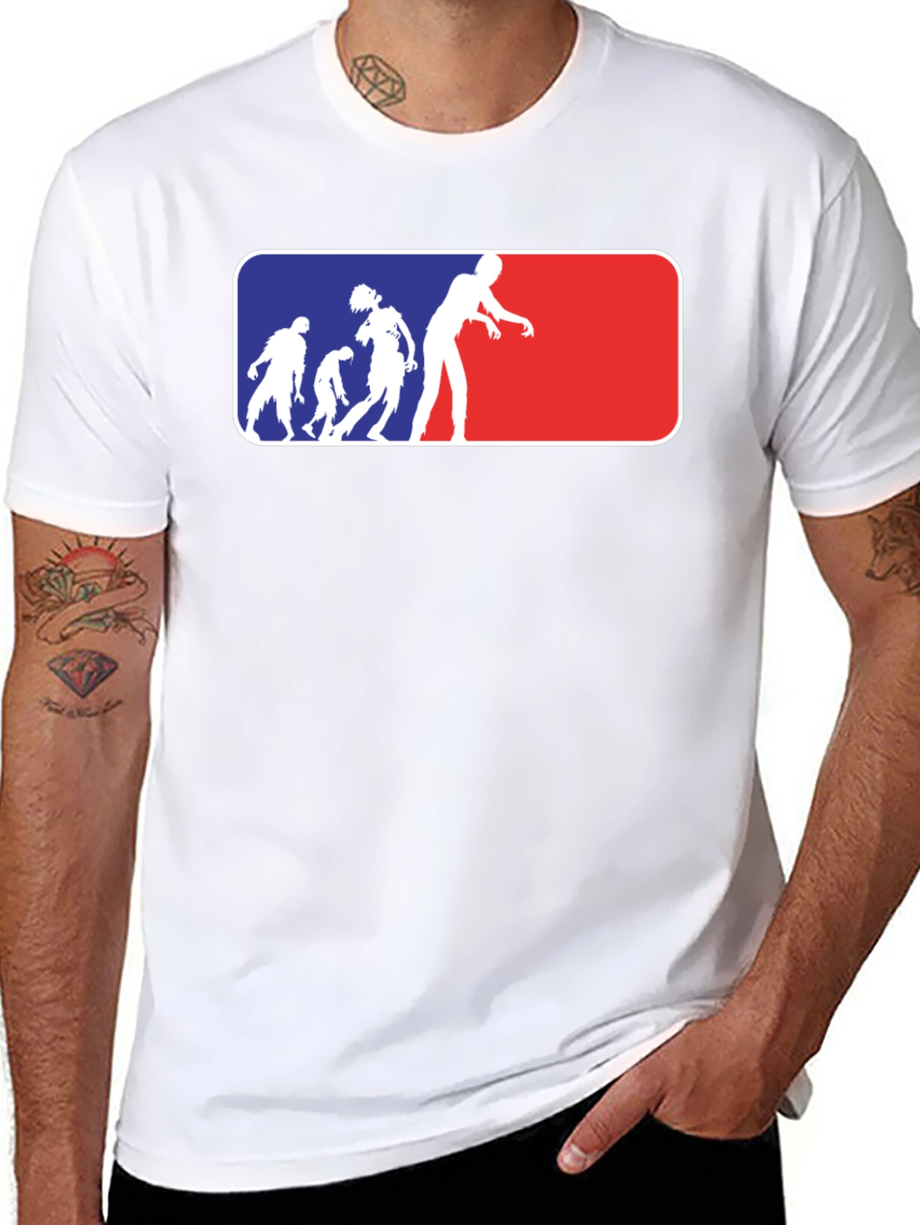 Zombie Evolution T-Shirt - Blue and Red Design
