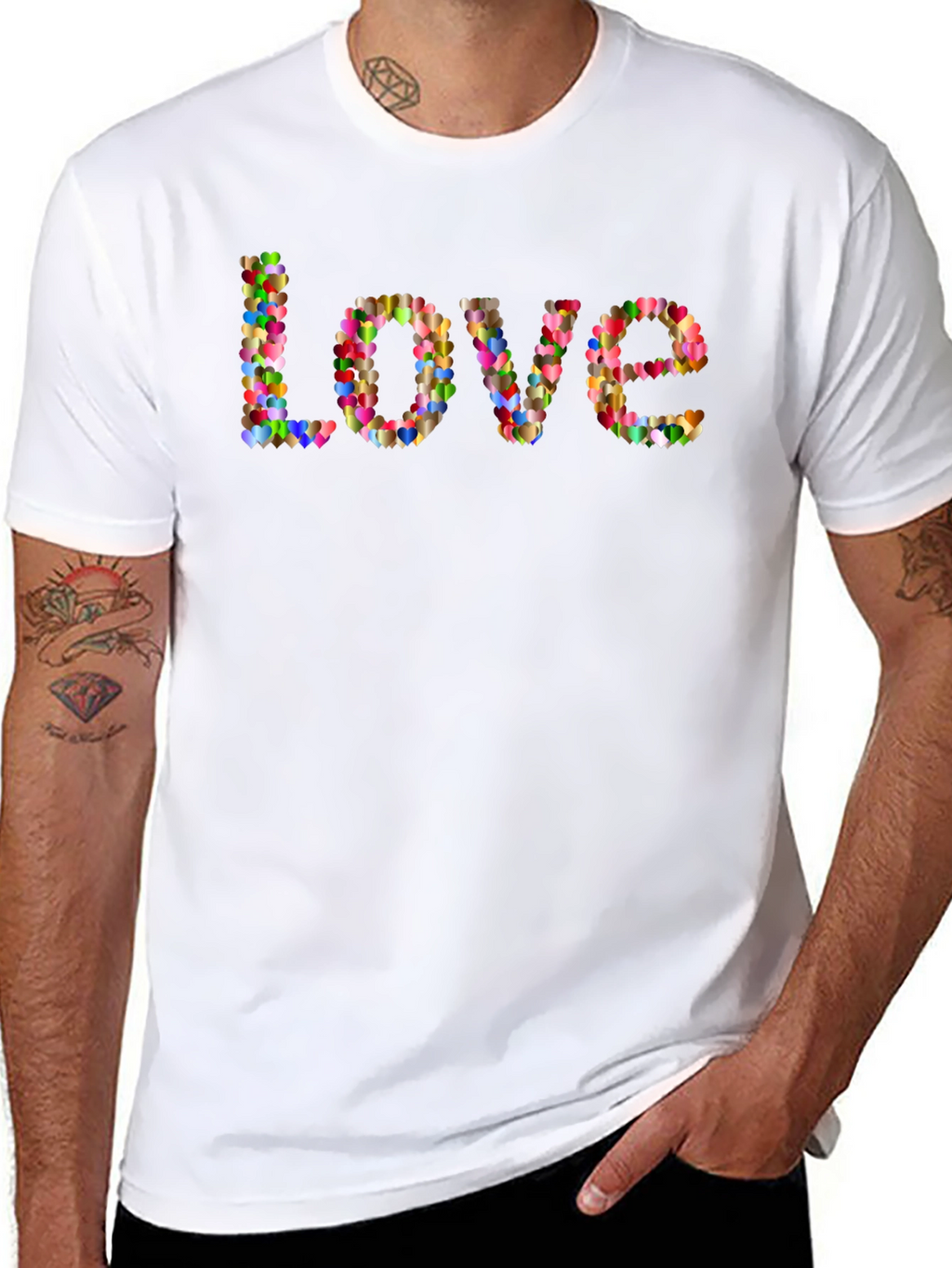 Heart Love T-Shirt - Mens Black Tee