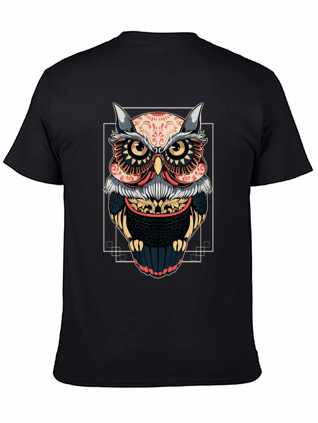 Owl Graphic Black T-Shirt - Stylish Bird Design