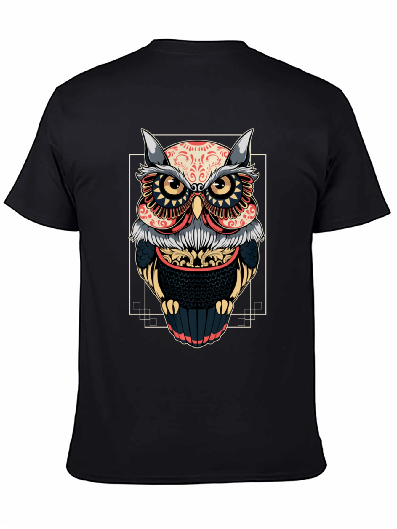 Owl Graphic Black T-Shirt - Stylish Bird Design