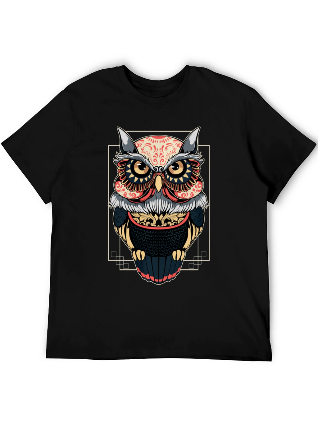 Owl Graphic Black T-Shirt - Stylish Bird Design