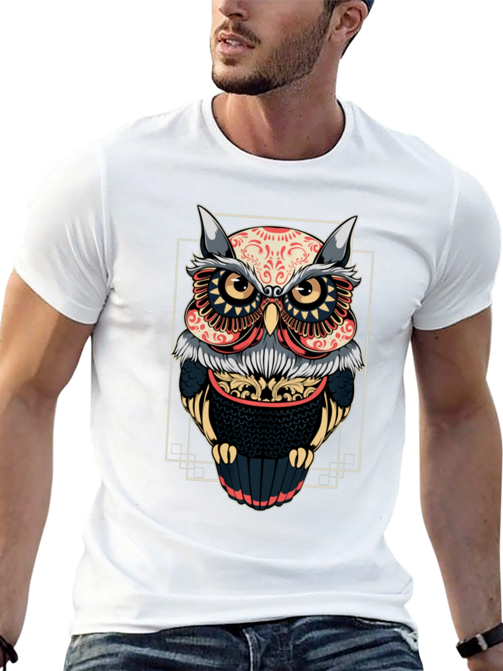Owl Graphic Black T-Shirt - Stylish Bird Design