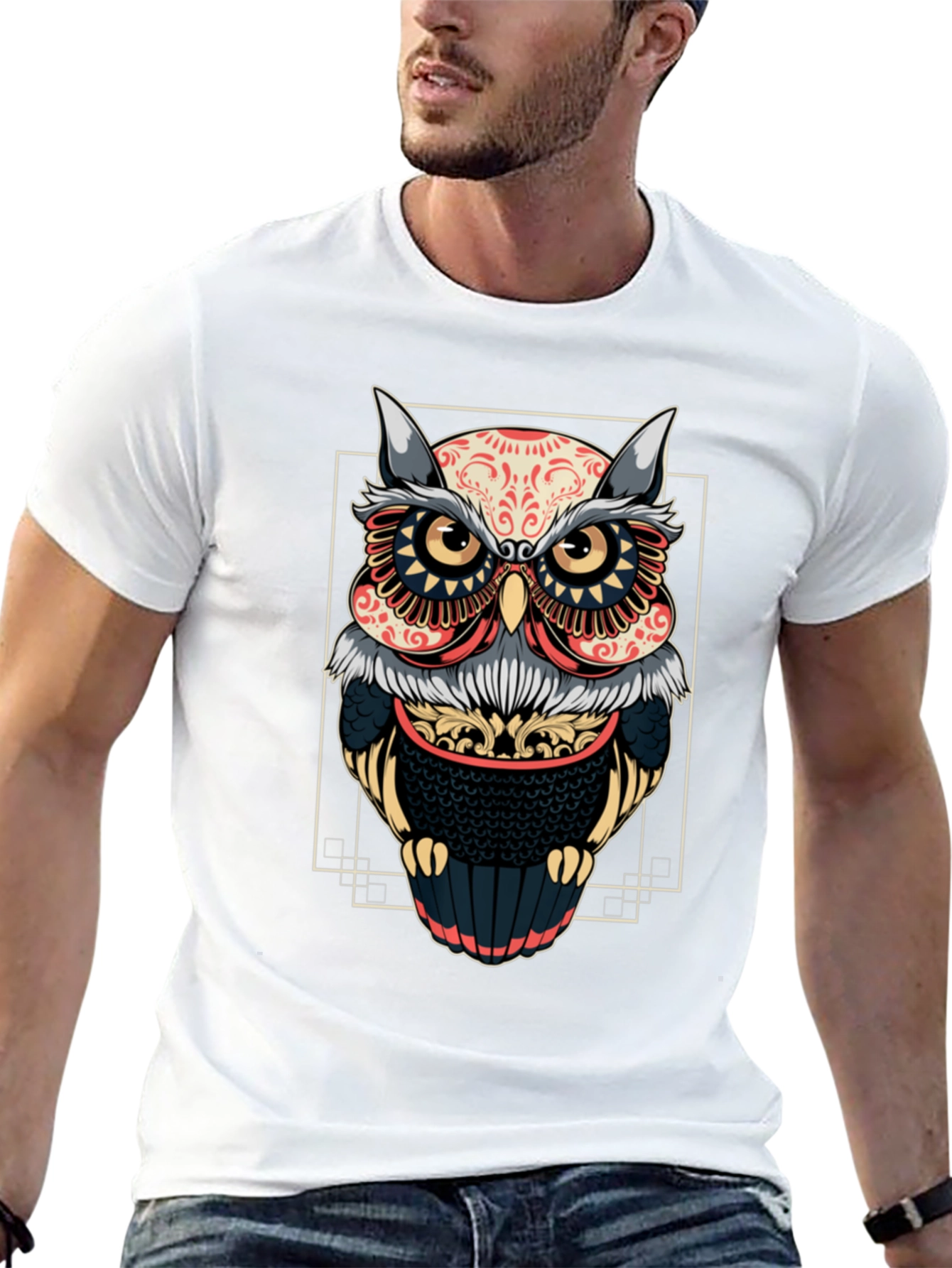 Owl Graphic Black T-Shirt - Stylish Bird Design