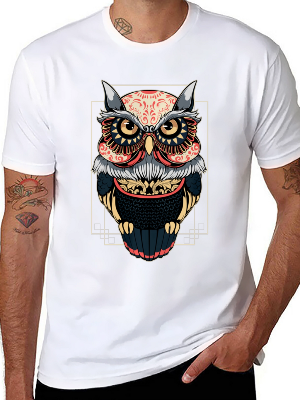 Owl Graphic Black T-Shirt - Stylish Bird Design