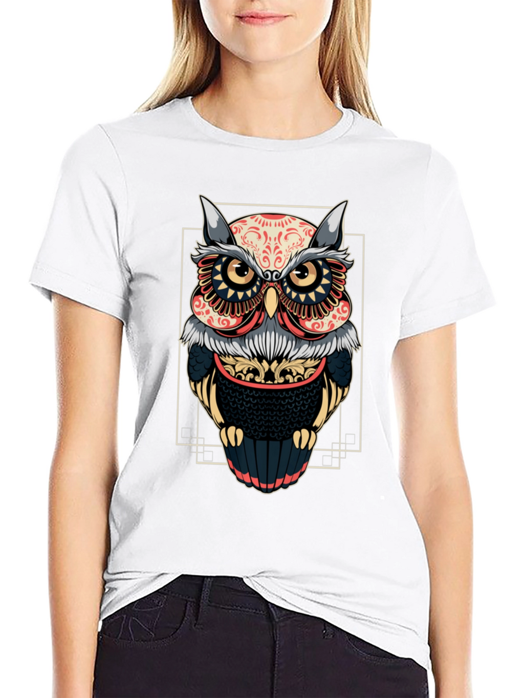 Owl Graphic Black T-Shirt - Stylish Bird Design