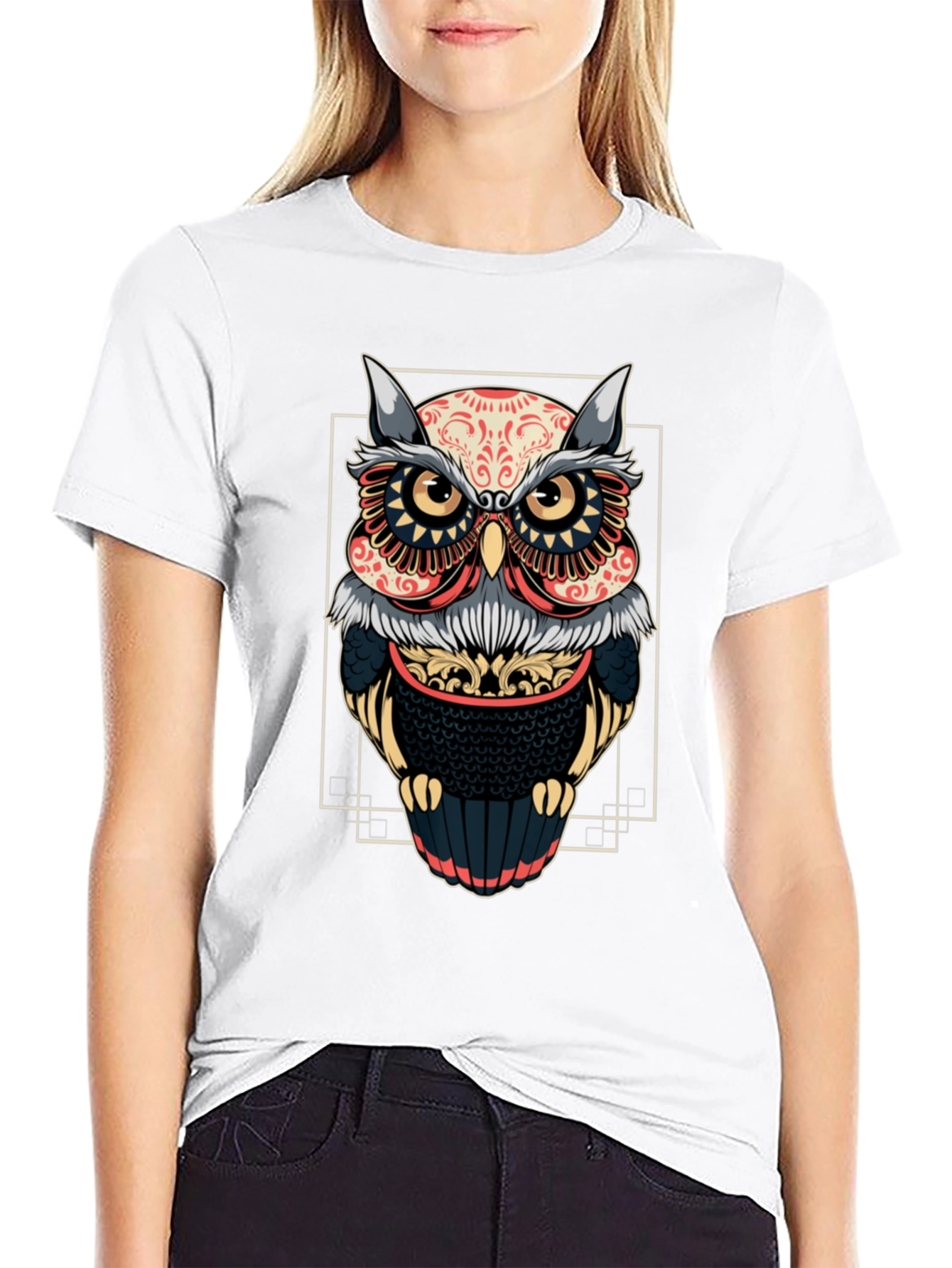 Owl Graphic Black T-Shirt - Stylish Bird Design
