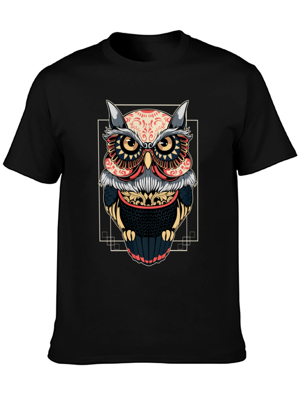 Owl Graphic Black T-Shirt - Stylish Bird Design