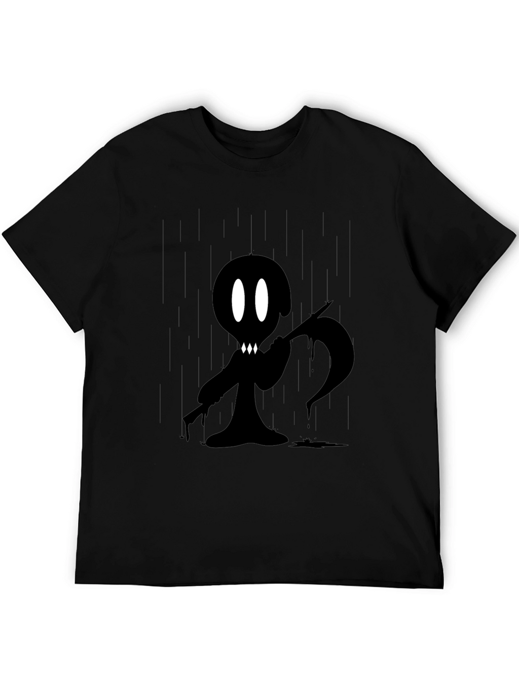 Grim Reaper Cartoon Graphic Black T-Shirt