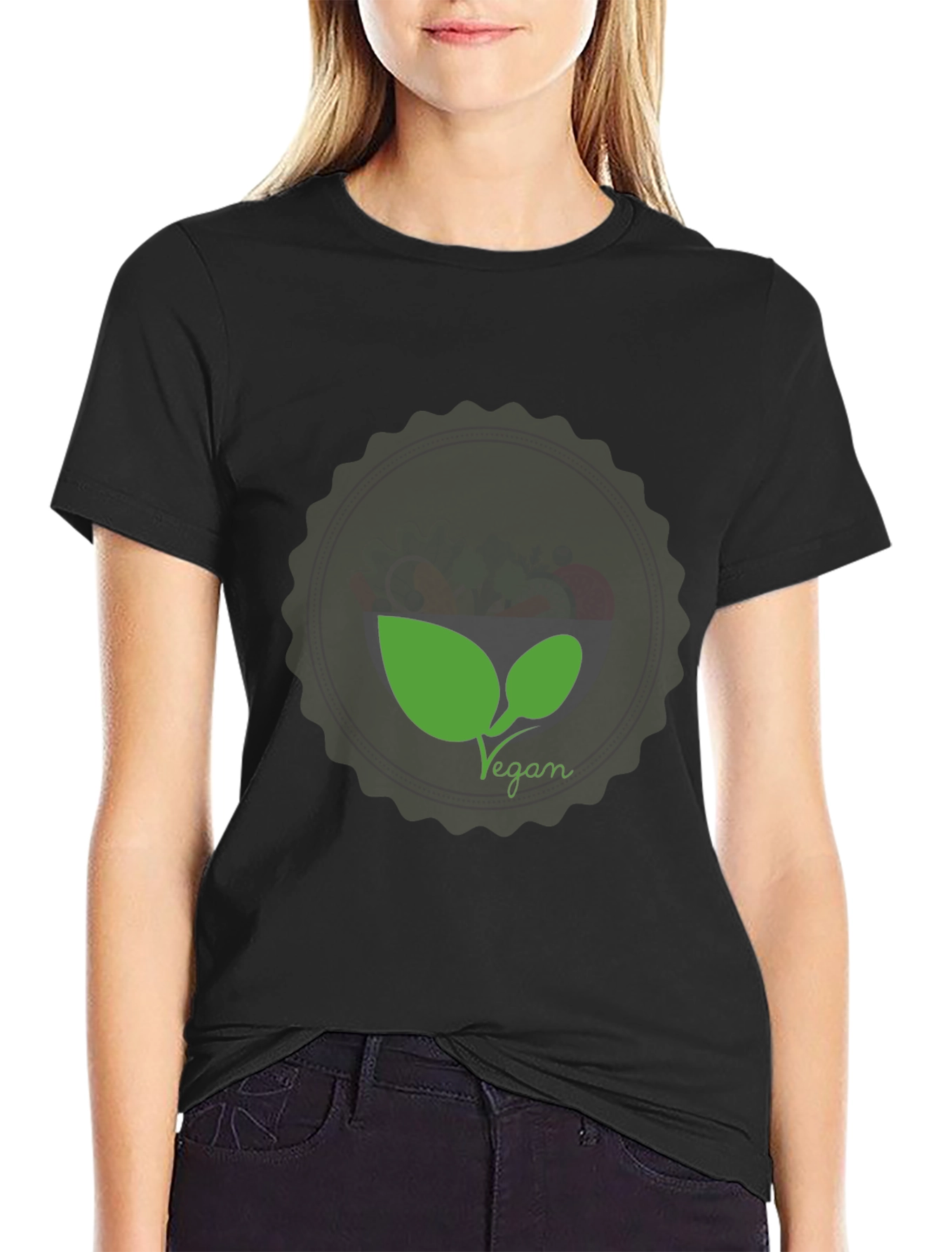 Vegan Graphic Tee - Black Cotton Blend Shirt