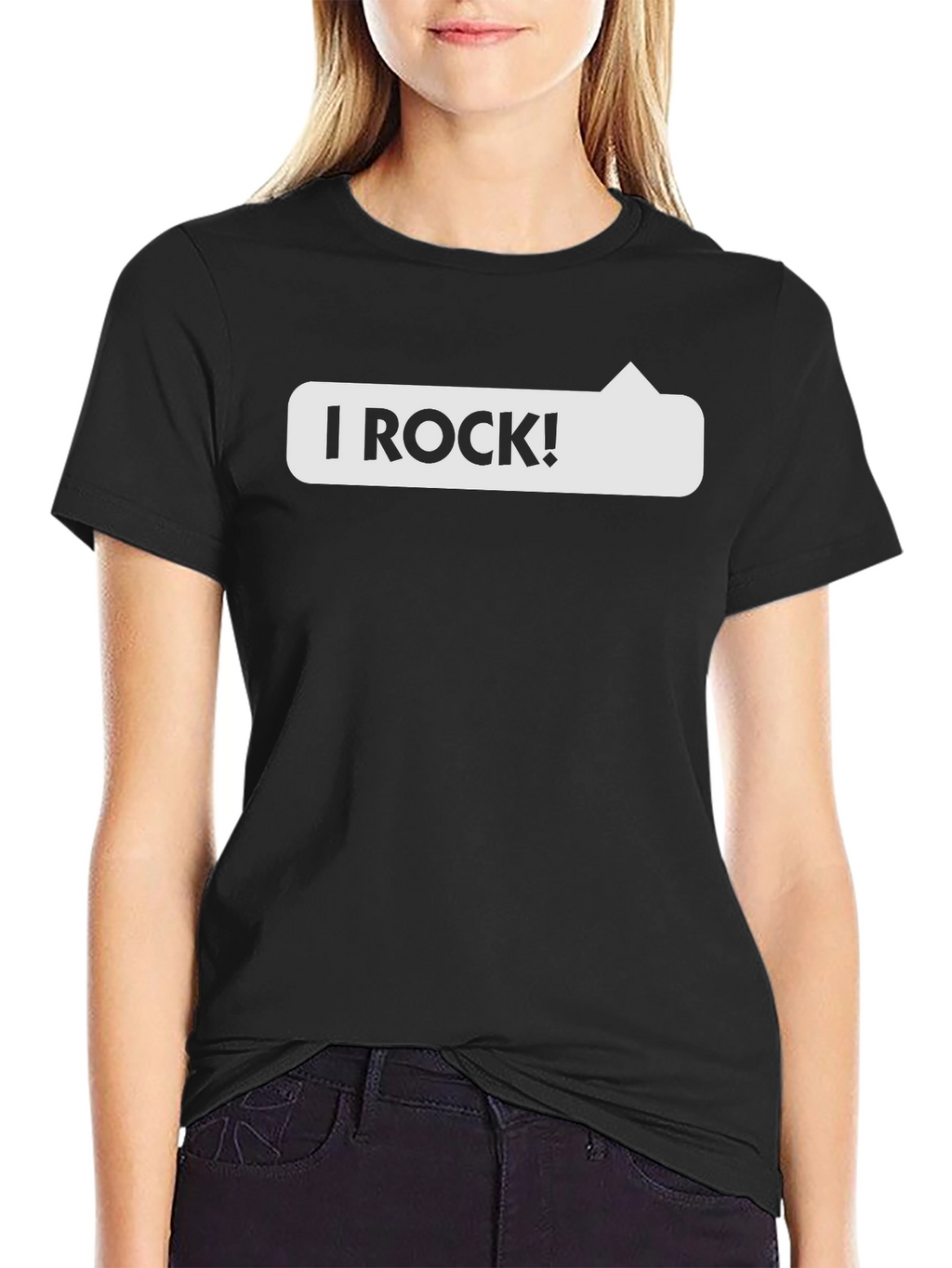 I Rock! Graphic Print Crew Neck T-Shirt