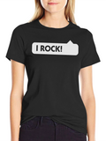 I Rock! Graphic Print Crew Neck T-Shirt