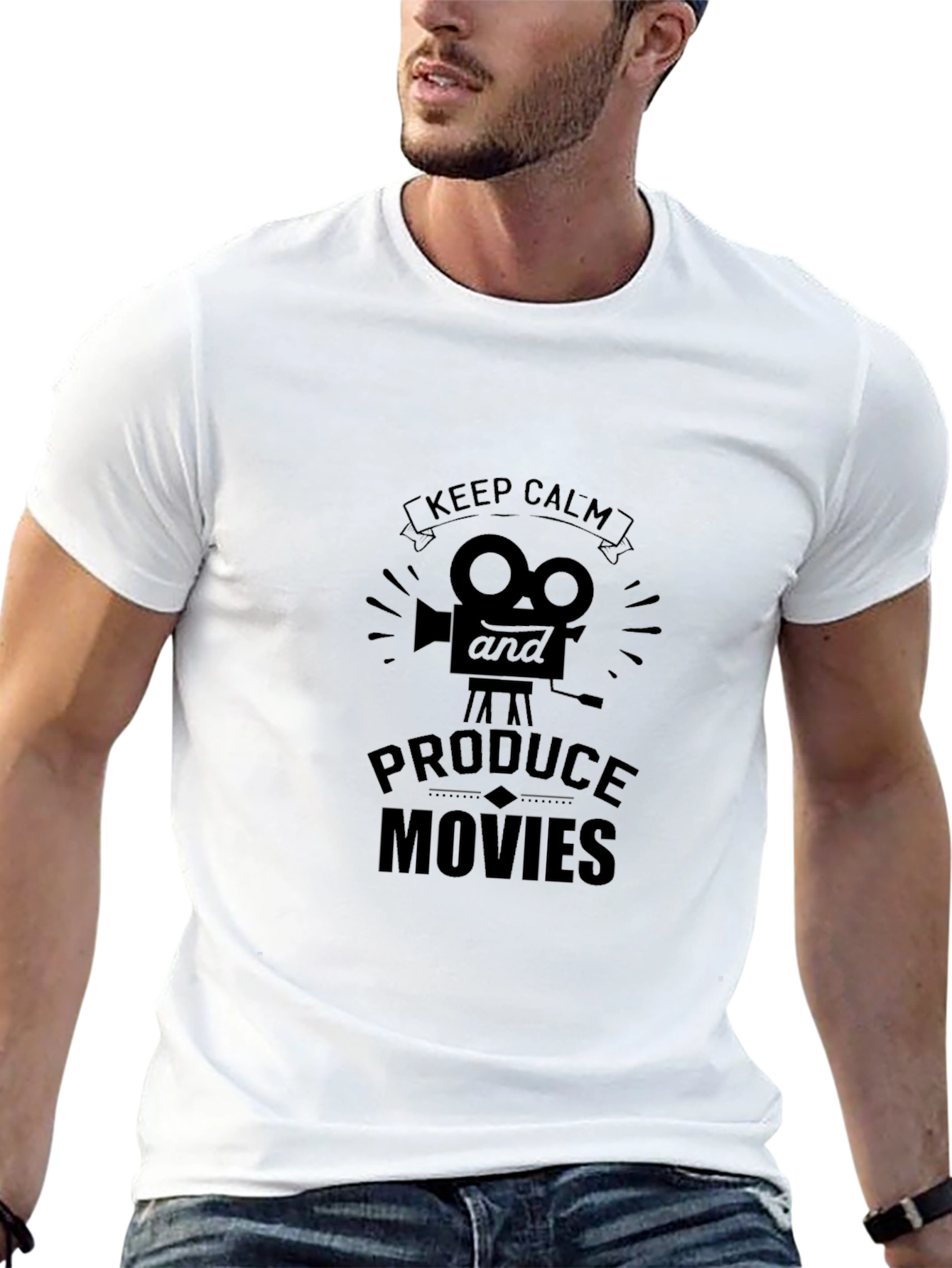 Keep Calm & Produce Movies Black Graphic Tee