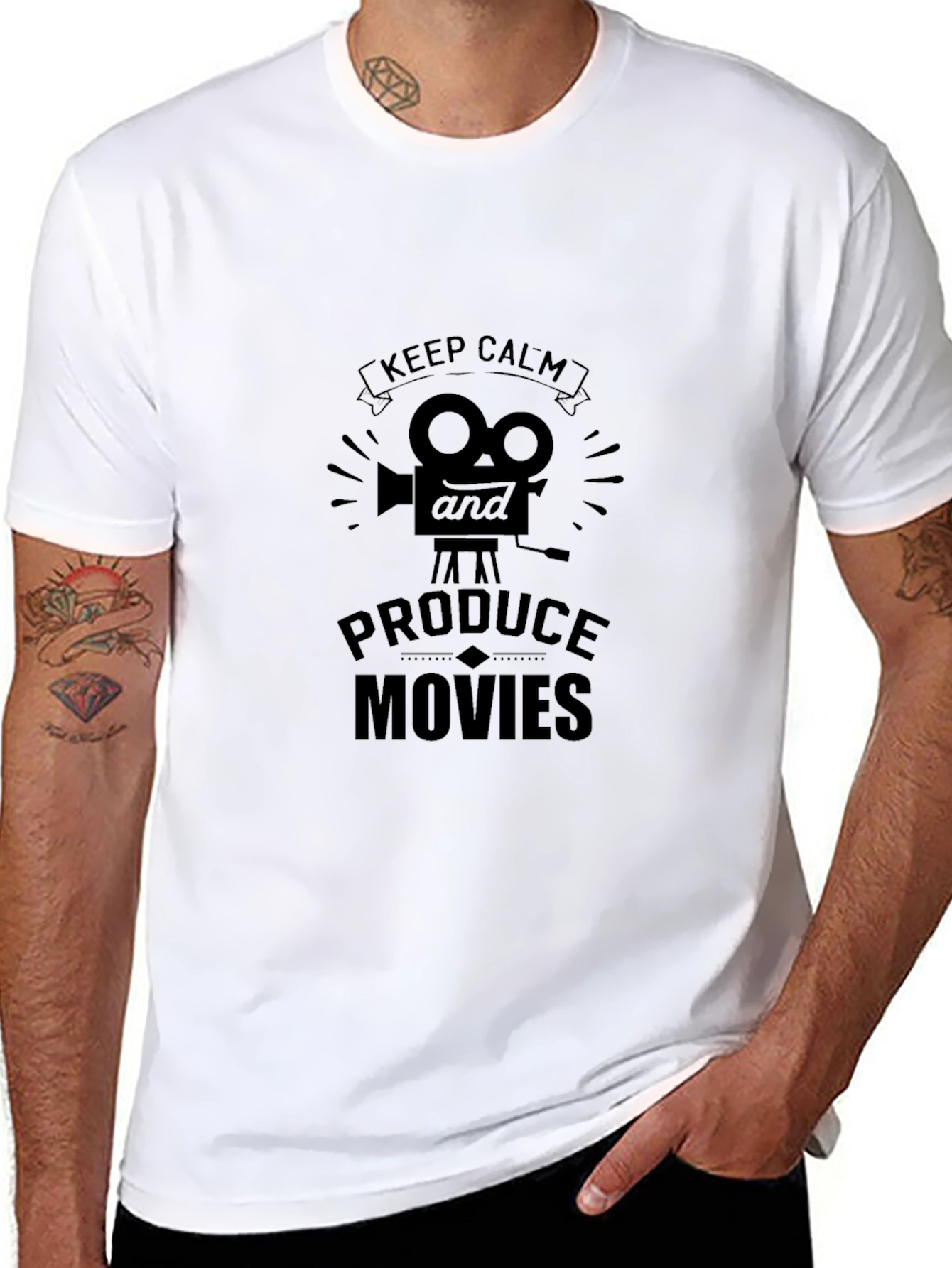 Keep Calm & Produce Movies Black Graphic Tee