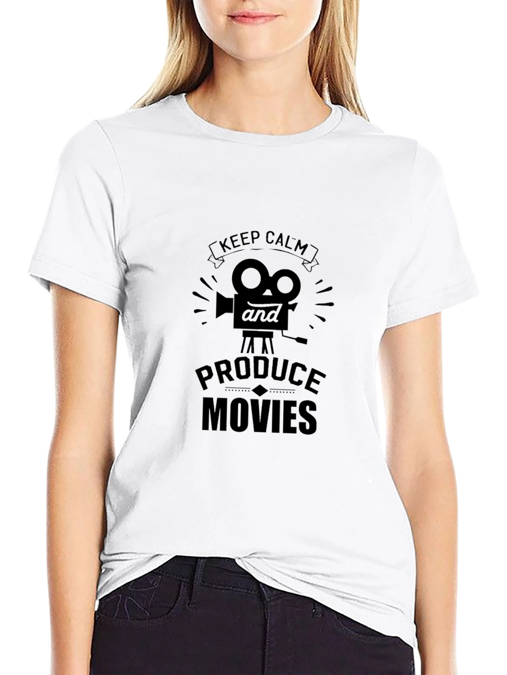 Keep Calm & Produce Movies Black Graphic Tee