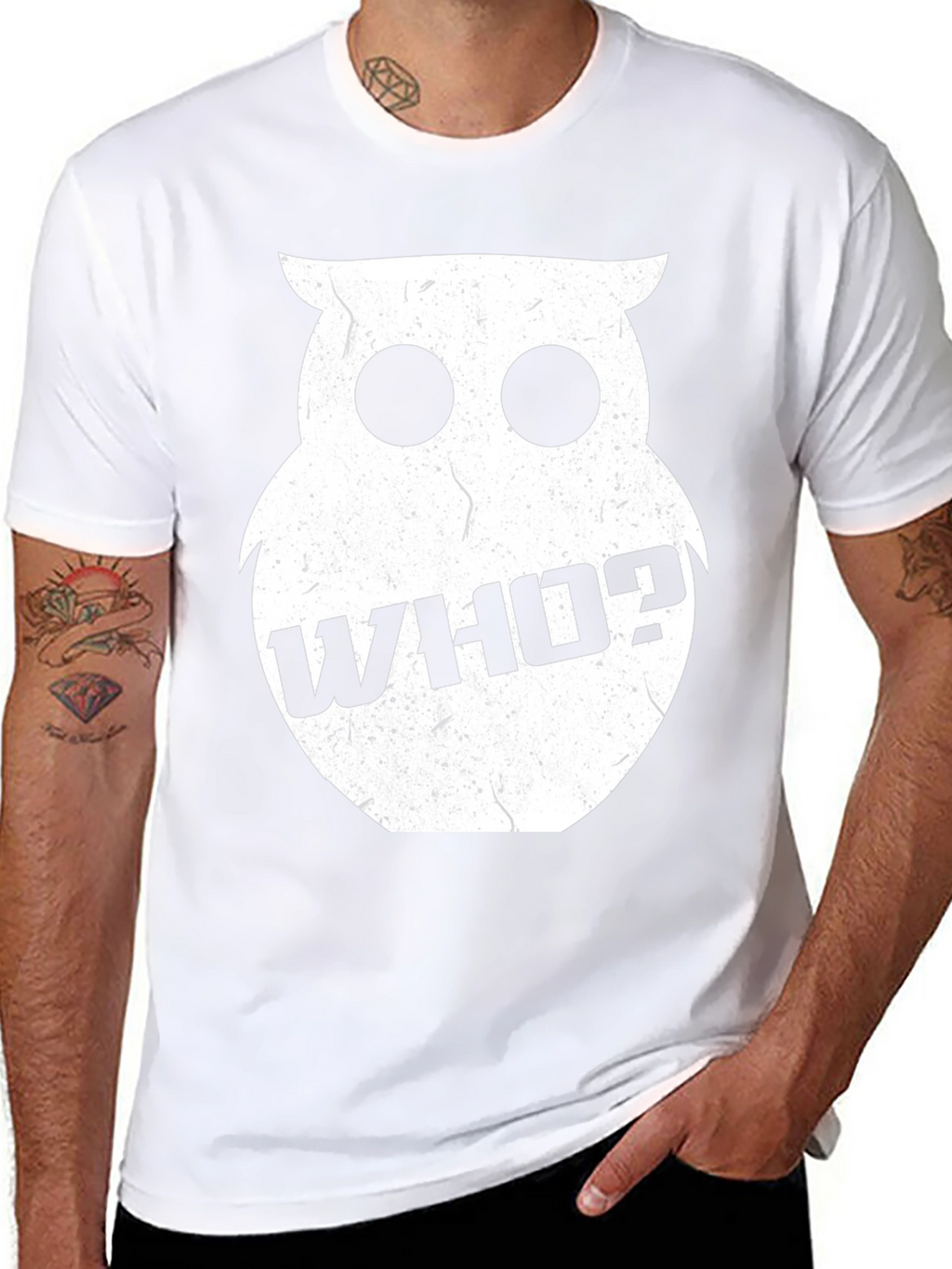 Who? Owl Graphic Print Black T-Shirt