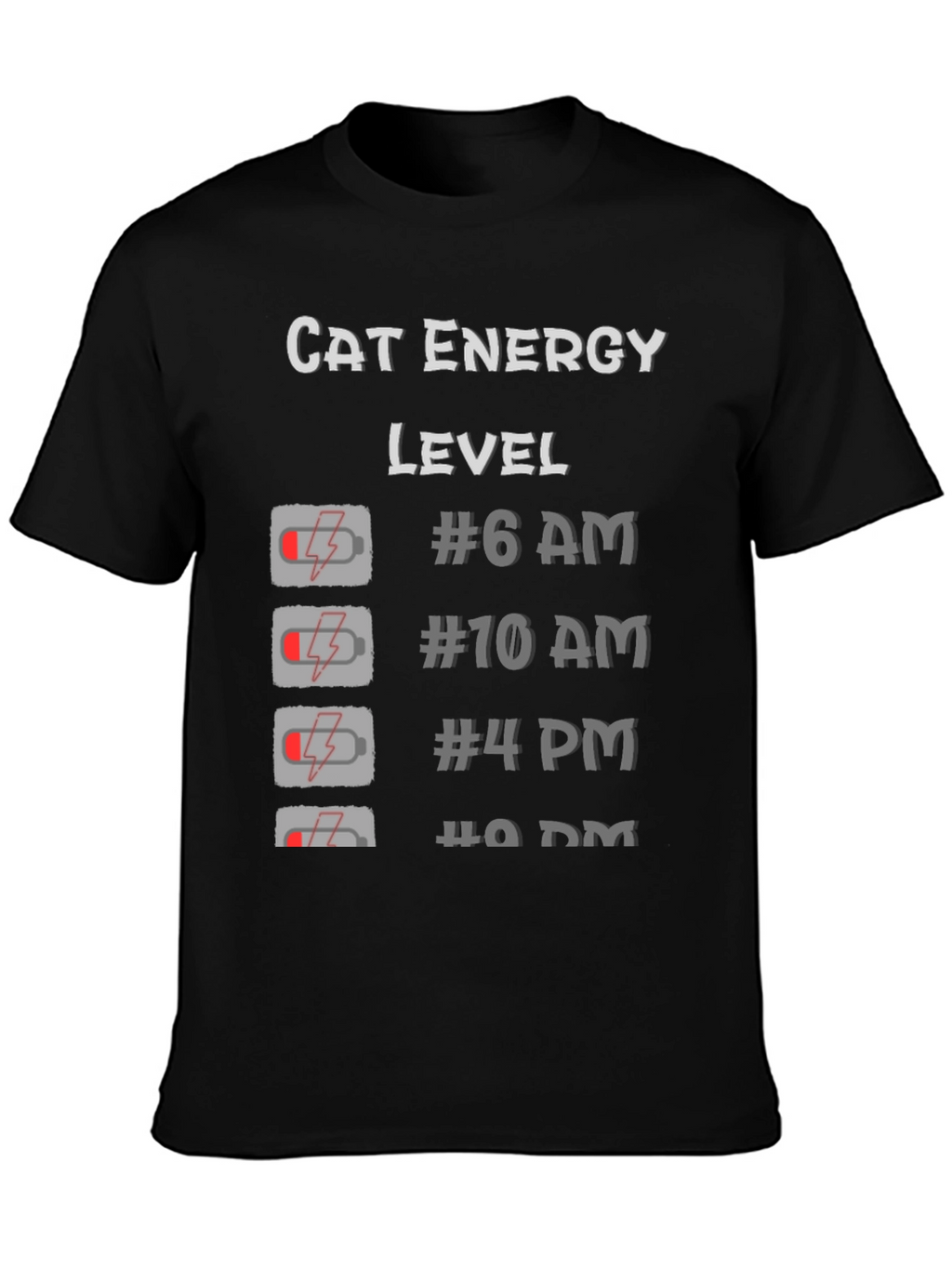 Cat Energy Level Black T-Shirt