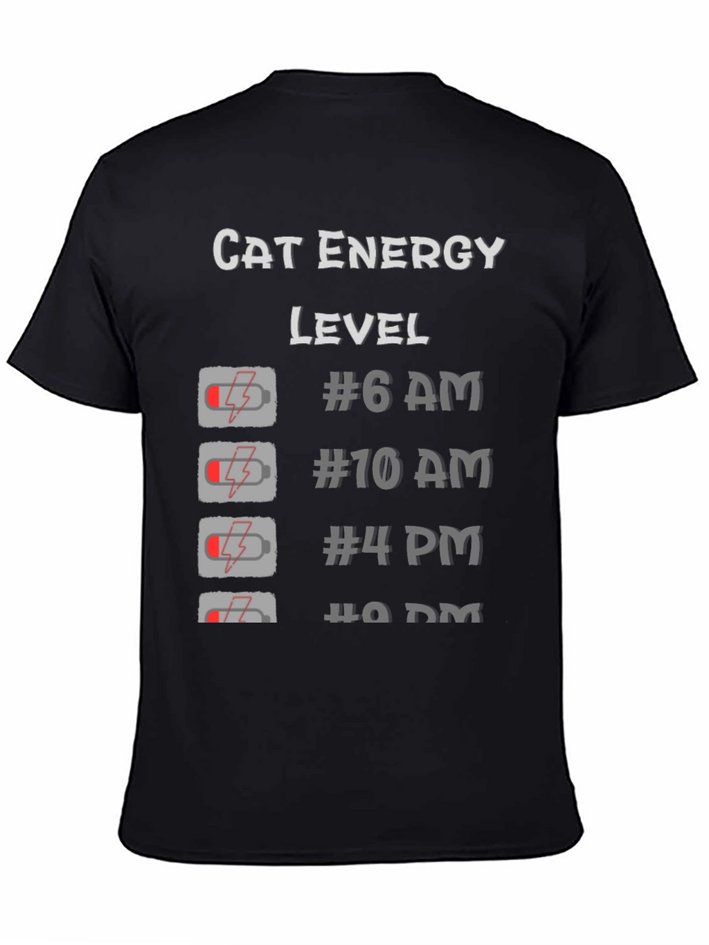Cat Energy Level Black T-Shirt