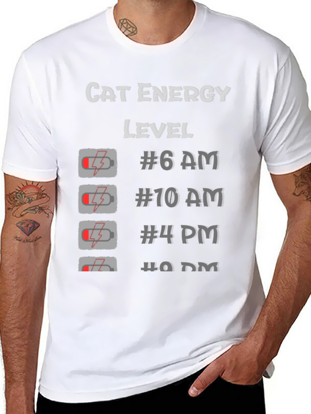 Cat Energy Level Black T-Shirt
