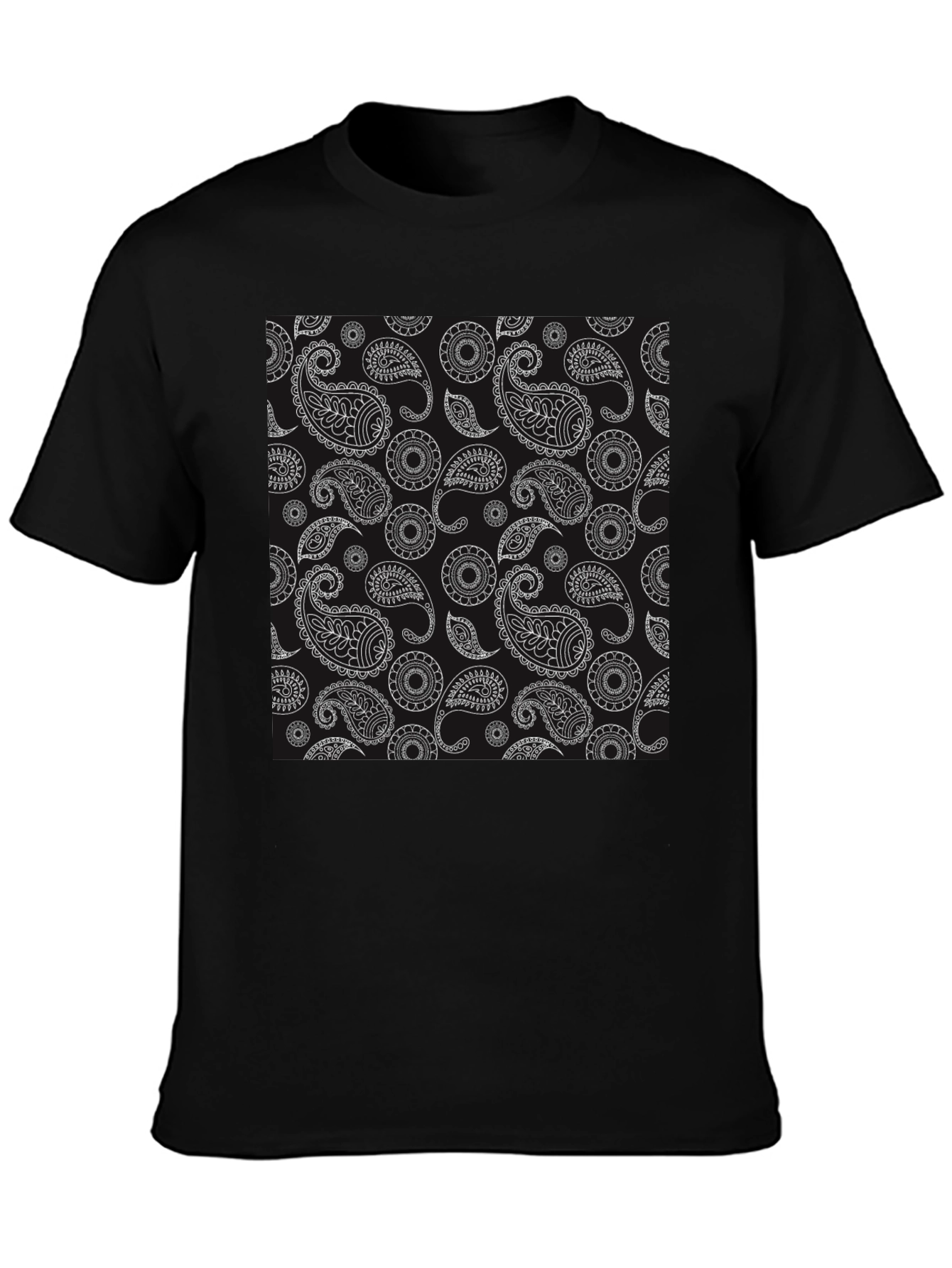 Black Paisley Print T-Shirt