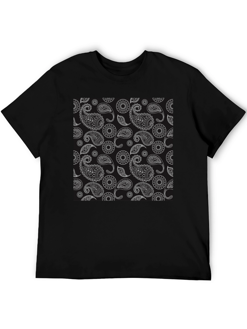 Black Paisley Print T-Shirt