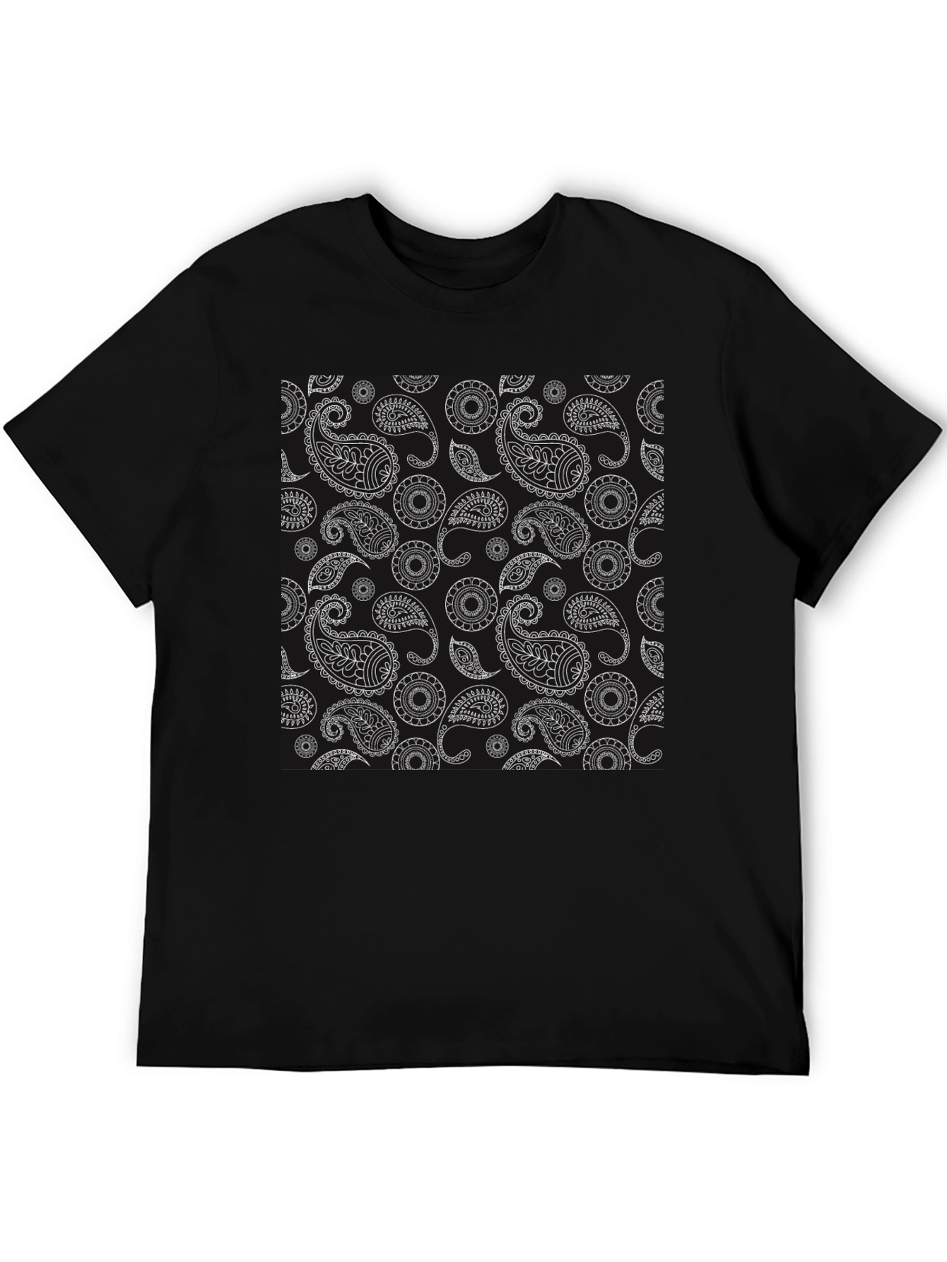 Black Paisley Print T-Shirt