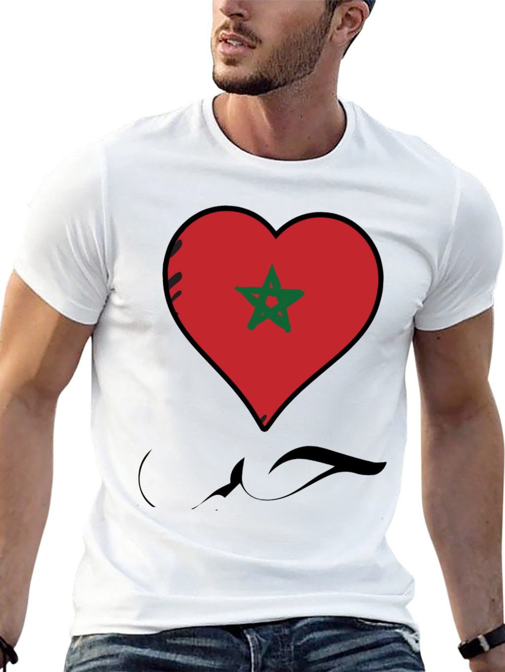 Morocco Love Heart Flag T-Shirt